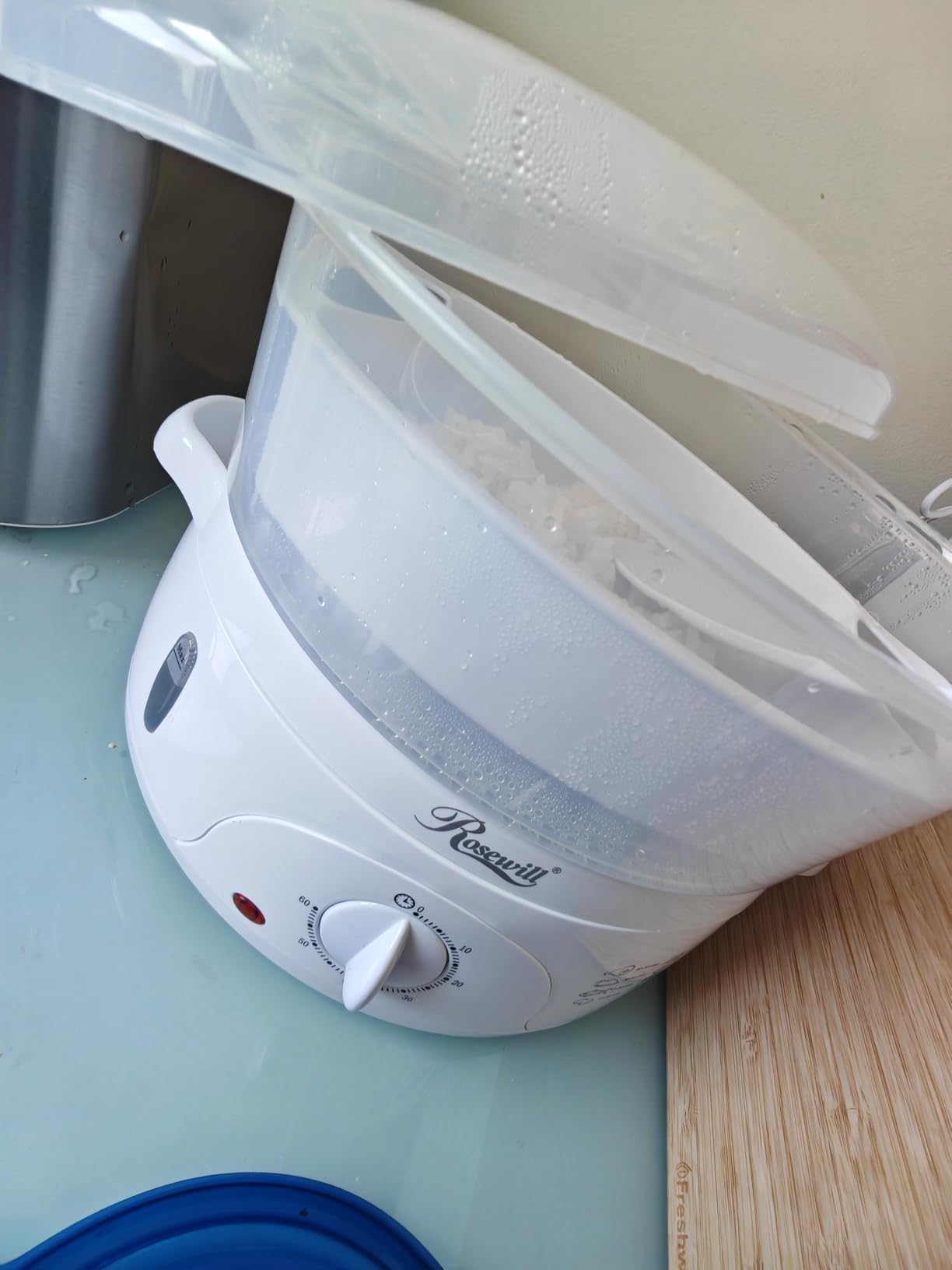Rosewill Electric Food Steamer with 3 Tiers BPA-Free Stackable, Dishwasher Safe Baskets, 800W with fast steam heating within 40s, Auto shut-off and 60-min timer, 9.5 Quarts Capacity - White customer photo 2