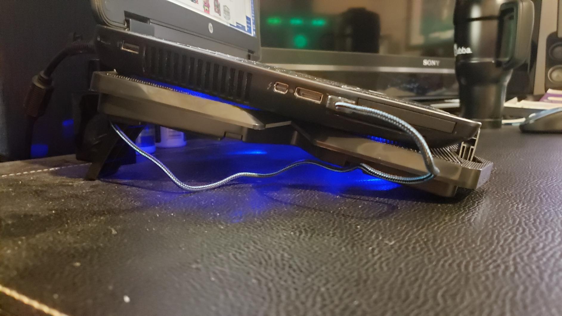 KLIM Wind Laptop Cooling Pad - More Than 500 000 Units Sold - New Version - The Most Powerful Rapid Action Cooling Fan - Laptop Stand with 4 Cooling Fans at 1200 RPM - USB Fan - PS5 PS4 - Blue customer photo 2
