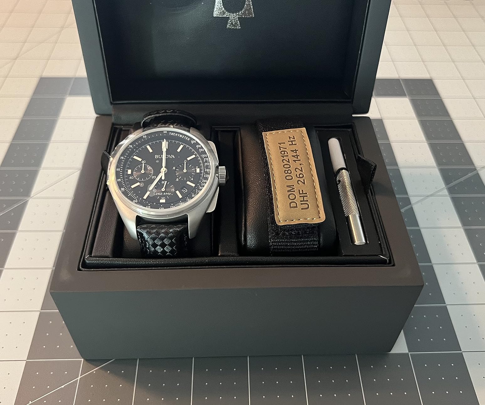 Bulova Men's Archive Series Lunar Pilot 6-Hand Chronograph High Performance Quartz Stainless Steel and Black Nylon Strap Watch Set, Sapphire Crystal Style: 96B251 customer photo 1