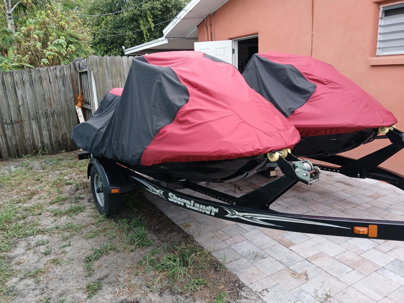 Trailerable Jet Ski Cover, Waterproof Marine Grade 600D Heavy Duty Polyester PWC Cover Gray/Black Color Fits from 126