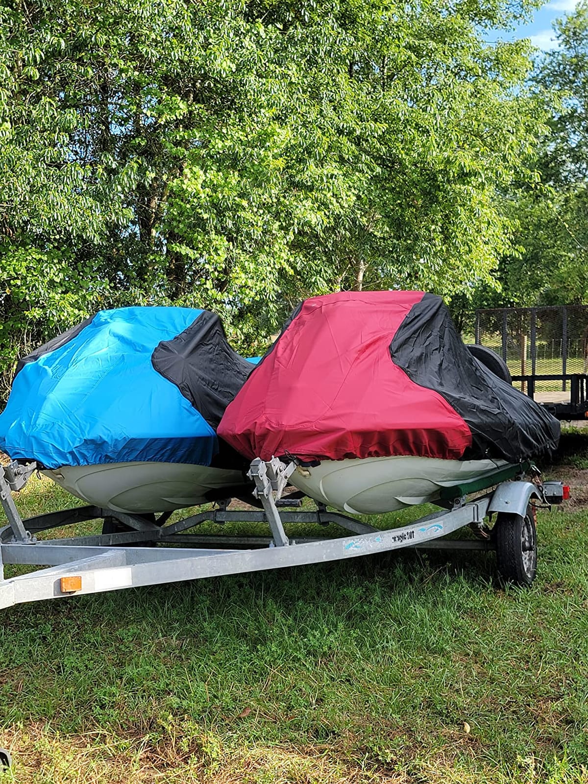 Trailerable Jet Ski Cover, Waterproof Marine Grade 600D Heavy Duty Polyester PWC Cover Gray/Black Color Fits from 126