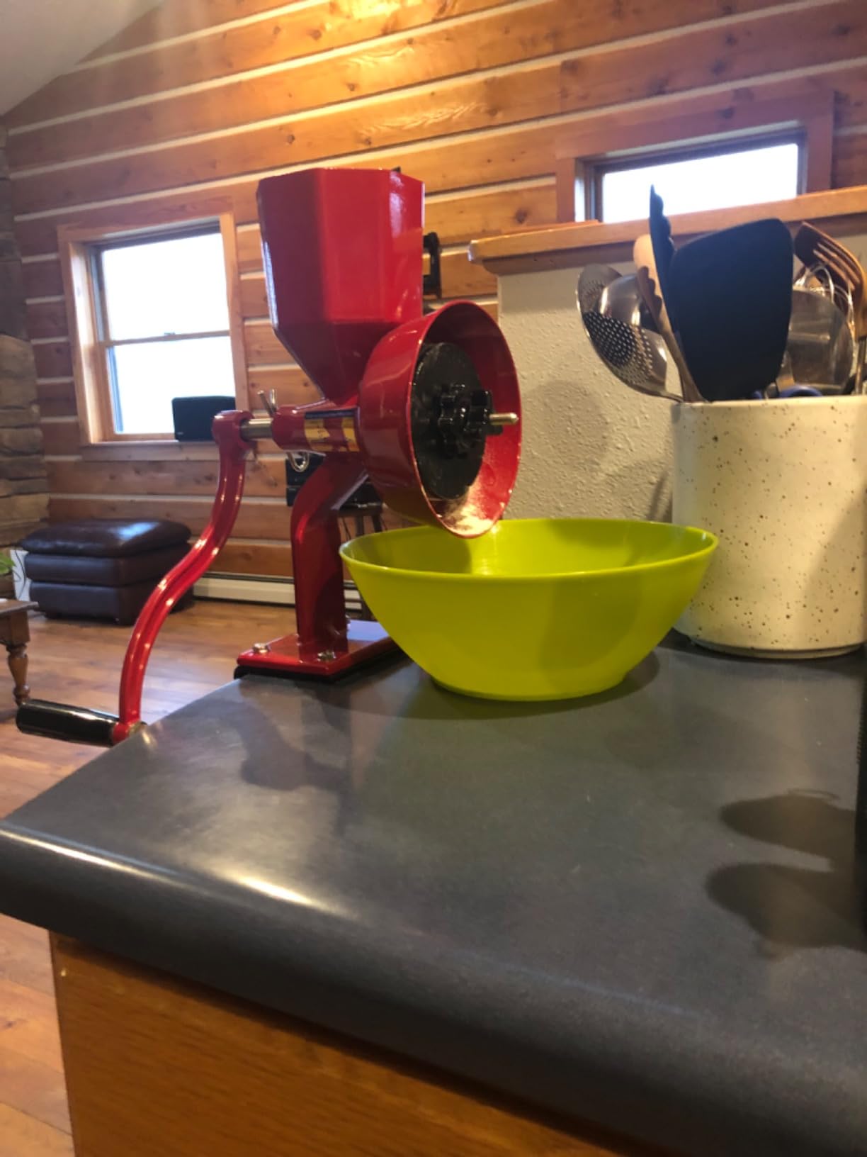 WonderMill Junior Deluxe Grain Mill for Flour, Hand Crank Wheat Mill for Grains, Nuts, Seeds, Oily Foods & Spices, Grain Grinder with Stone and Stainless Steel Burrs customer photo 2
