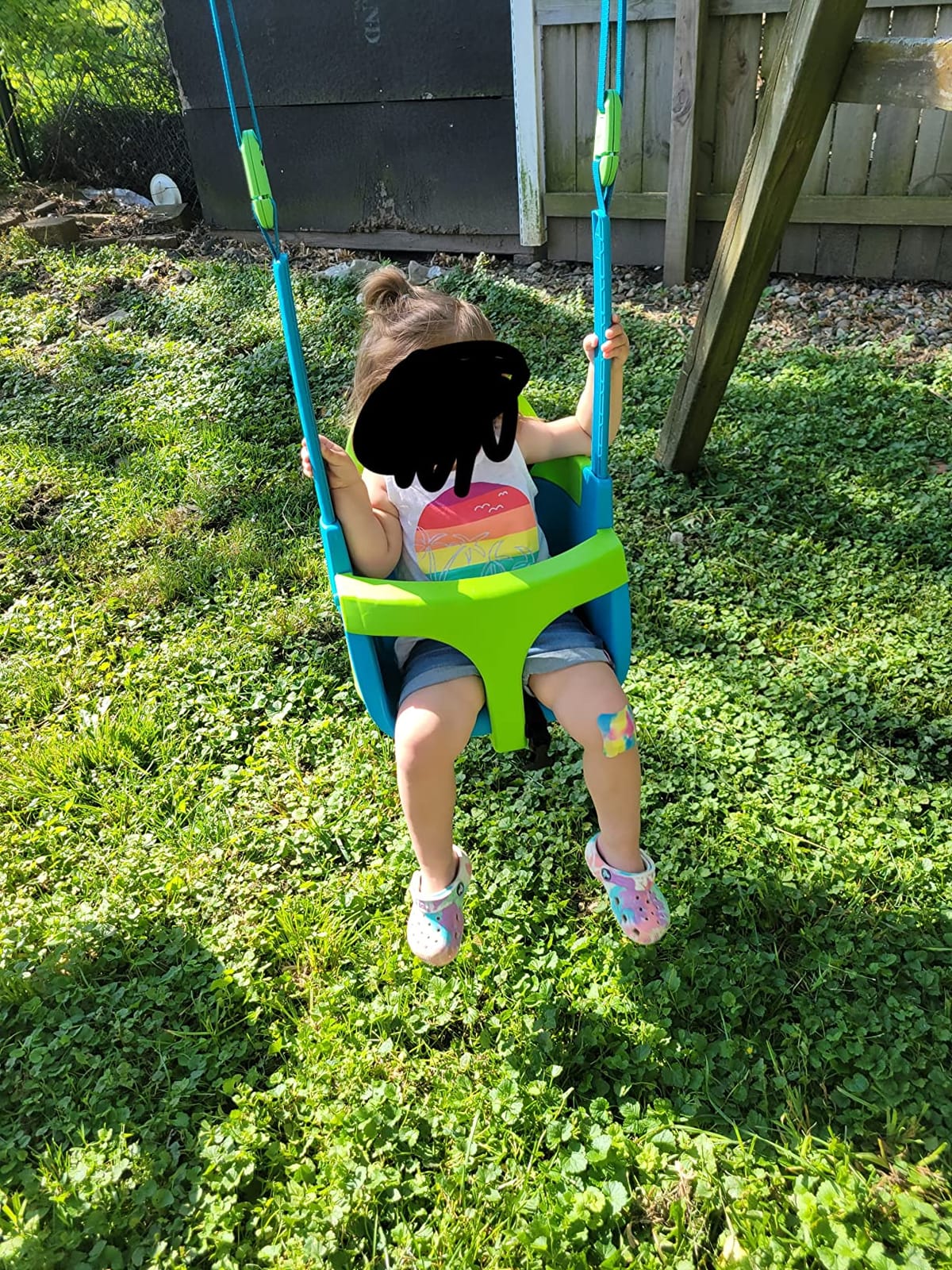 TP Toys Baby Swing - Comfy Toddler Swing Seat, Kids Outdoor Toys, Quadpod Adjustable 4-in-1 Swings Chair, Secure, Safe Quick Click Locking System, Durable, Easy Installation, Ages 6 Months - 8 Years customer photo 1