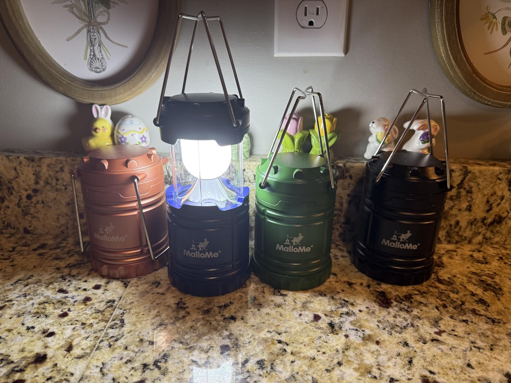 MalloMe Camping Lantern Multicolor 4 Pack Lanterns for Power Outages, Camping Lights for Tent Hanging, Camp Light Tent Lamp Emergency Battery Powered LED Lantern (Rechargeable Batteries Not Included) customer photo 2