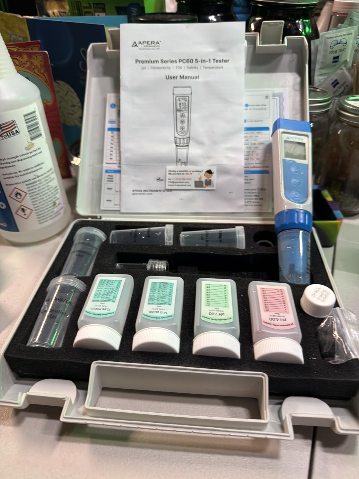 APERA INSTRUMENTS AI316 Premium Series PC60 5-in-1 Waterproof pH/EC (Conductivity) /TDS (ppm) /Salinity (ppt) /Temp. Multi-Parameter Pocket Tester Kit customer photo 2