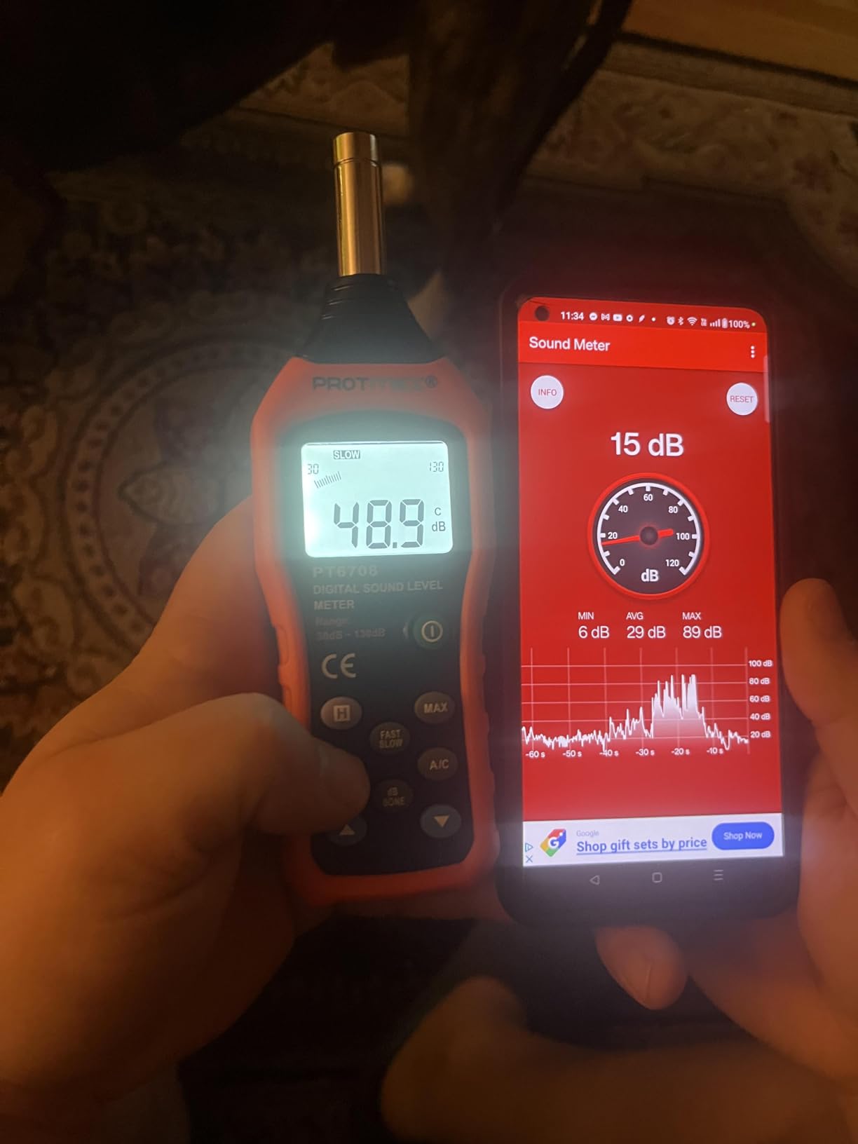 Protmex PT6708 Sound Level Meter - Digital Decibel Reader Measurement | Range 30-130 dB, Accuracy 1.5dB Noise Meter with Large LCD Screen Display, Fast and Slow Selection customer photo 1