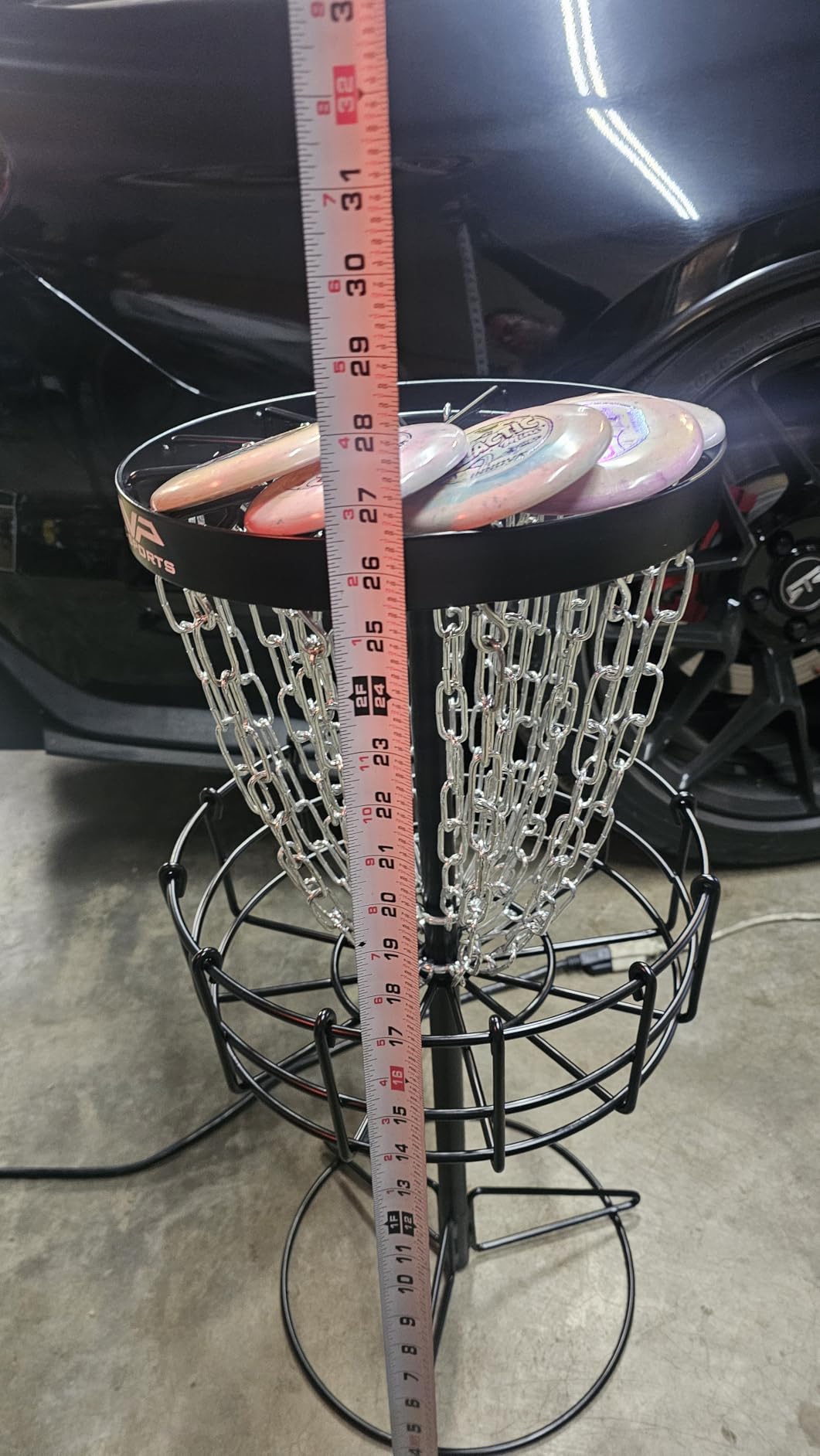 MVP Disc Sports Black Hole Mini 24-Chain Disc Golf Basket Target (26.5