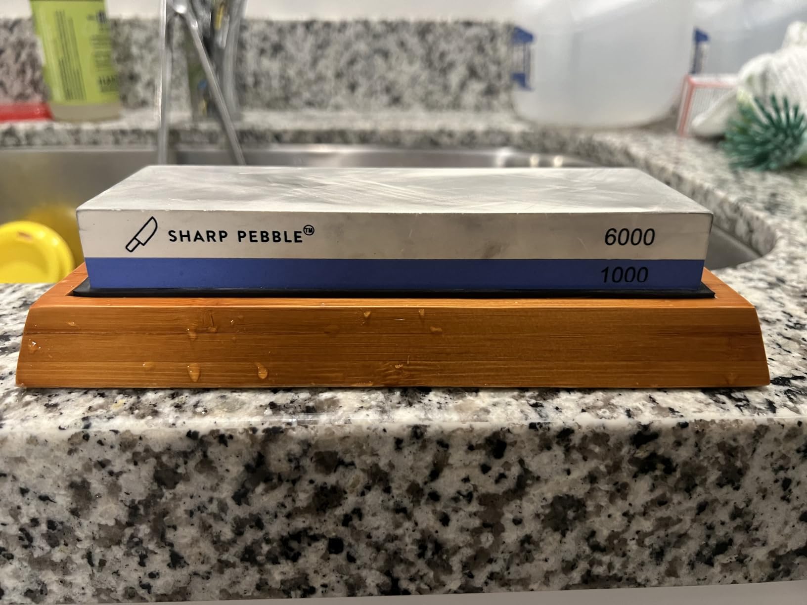 Sharp Pebble Whetstone Knife Sharpener - 1000/6000 Grit Sharpening Stone | Angle Guide for Foolproof Results - Wet Stone Sharpener & Honing Kit with Non-Slip Bamboo Base- Guided Beginner Instructions customer photo 1