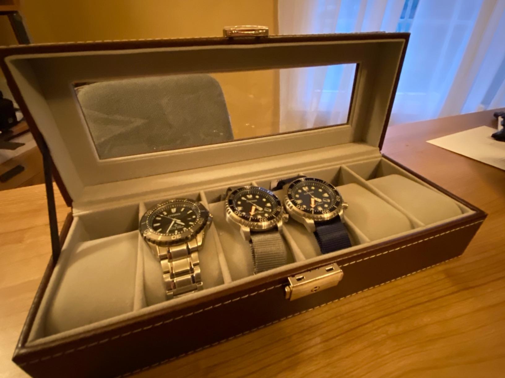 NEX 6 Slots Watch Box Organizer for Men, Black Watch Holder Display Case customer photo 1
