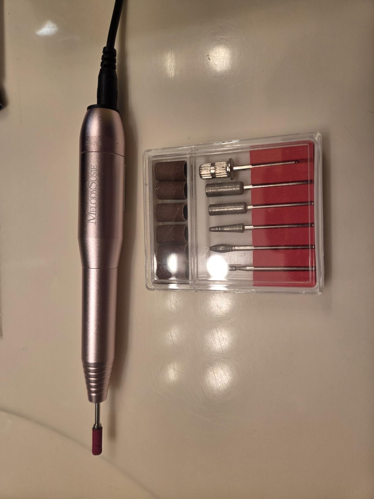 MelodySusie PC120B Pen Nail Drill with Compact AC Adapter Kit | 20000RPM, For cuticle care, shaping, polishing and gel removal in beginner-friendly home routines customer photo 2