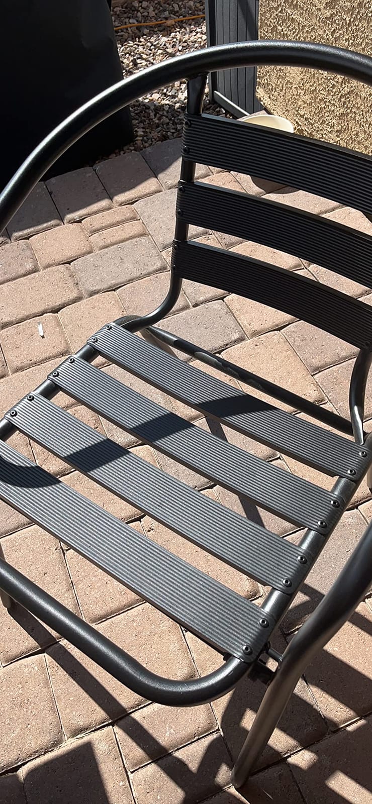Flash Furniture Aluminum Slat Back Stacking Outdoor Restaurant Chairs, Modern Stackable Patio Chairs for Restaurants, Set of 4, Black customer photo 1