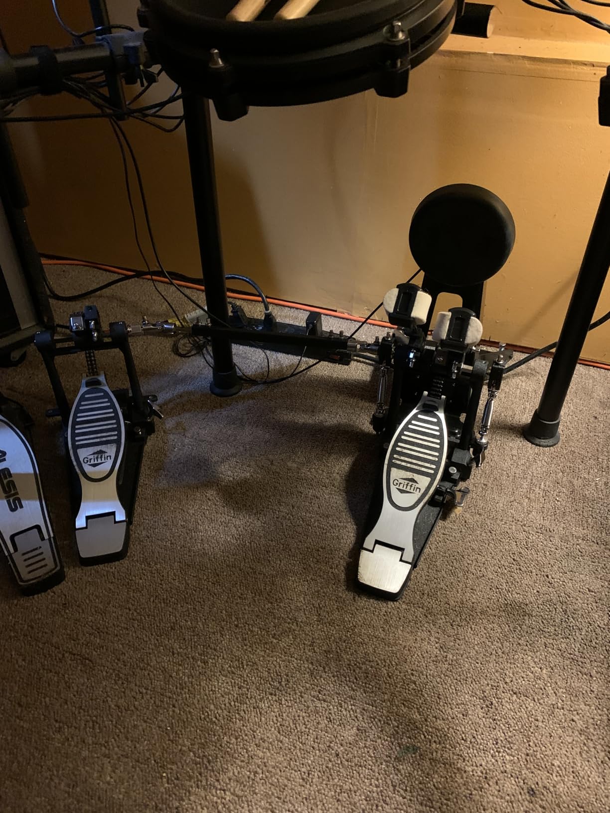 GRIFFIN Double Bass Drum Pedal (Quick-Kick Series) – Heavy-Duty Foot Board Set, Twin Chain with Quad Beaters for Rock & Metal Drumming customer photo 2