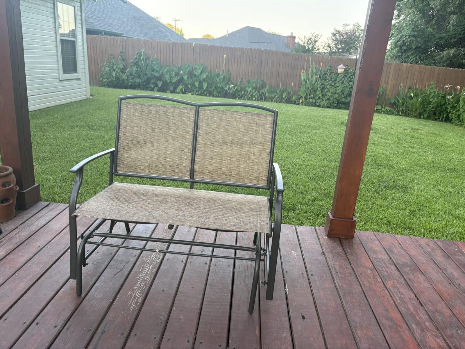 GIANTEX Patio Glider Benches for Outside, Swing Glider Chair w/Steel Frame customer photo 1