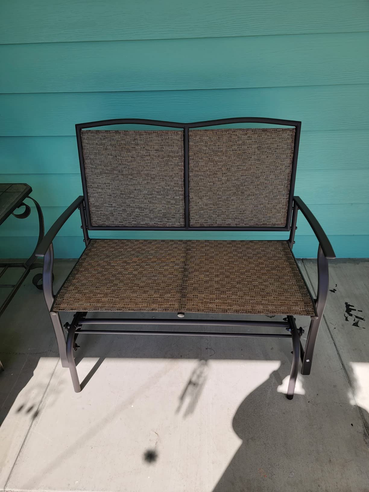 GIANTEX Patio Glider Benches for Outside, Swing Glider Chair w/Steel Frame customer photo 2