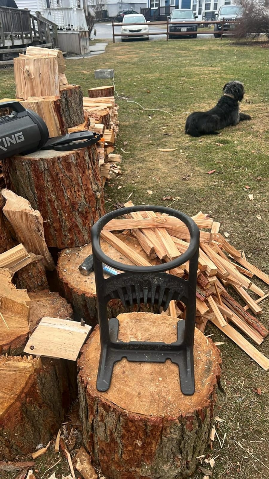 Kindling Cracker King XL Cast Iron Kindling Splitter, 9in. Opening | Fixed splitting blade, Protective safety ring, 17in. height, No axe swing required, Made in Australia customer photo 1