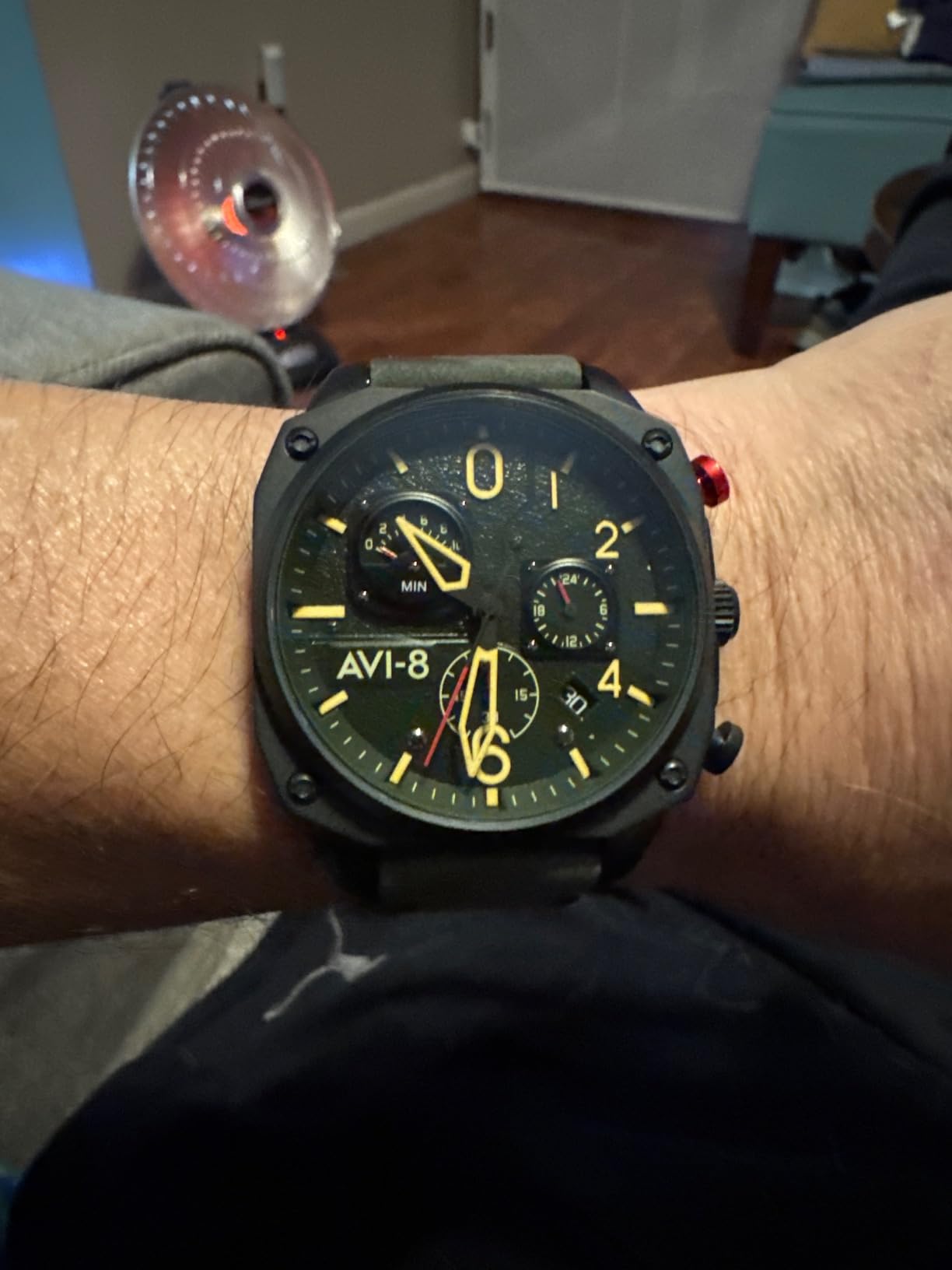 AVI-8 Hawker Hunter Men's Pilot Watch – Retrograde Chronograph, Japanese Quartz Movement, 45mm Stainless Steel Case, Leather, Rubber or Stainless Steel Strap, AV-4052 customer photo 1