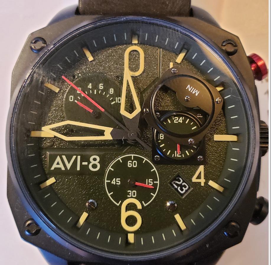 AVI-8 Hawker Hunter Men's Pilot Watch – Retrograde Chronograph, Japanese Quartz Movement, 45mm Stainless Steel Case, Leather, Rubber or Stainless Steel Strap, AV-4052 customer photo 2