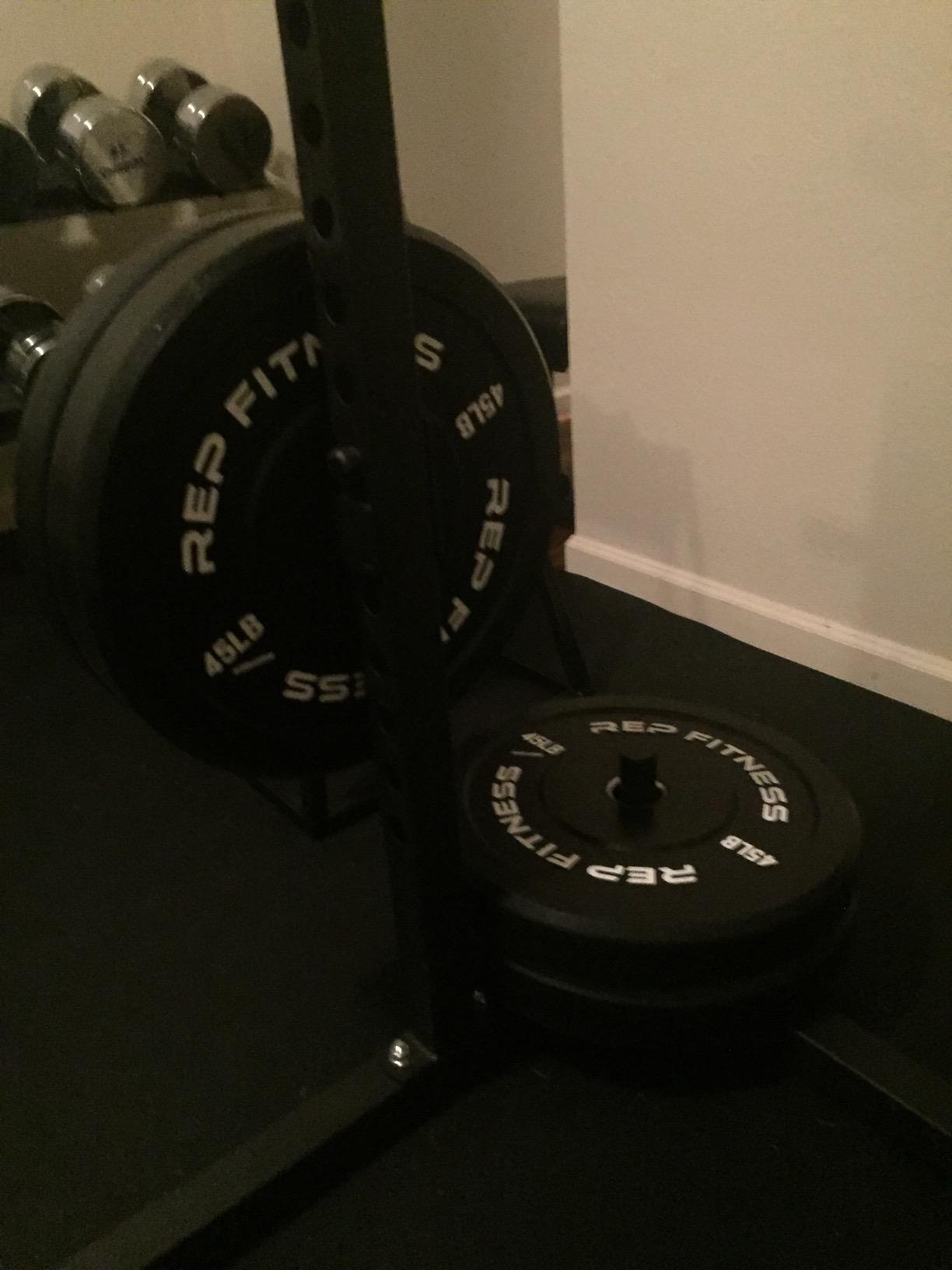 REP Fitness Rubber Bumper Plates, 5Lb to 370 lb Set Pairs, Olympic Standard Weights, Shock Absorbing Low Bounce Design, For Home Gyms, Fitness Centers, Strength Workouts, Barbell Use customer photo 2