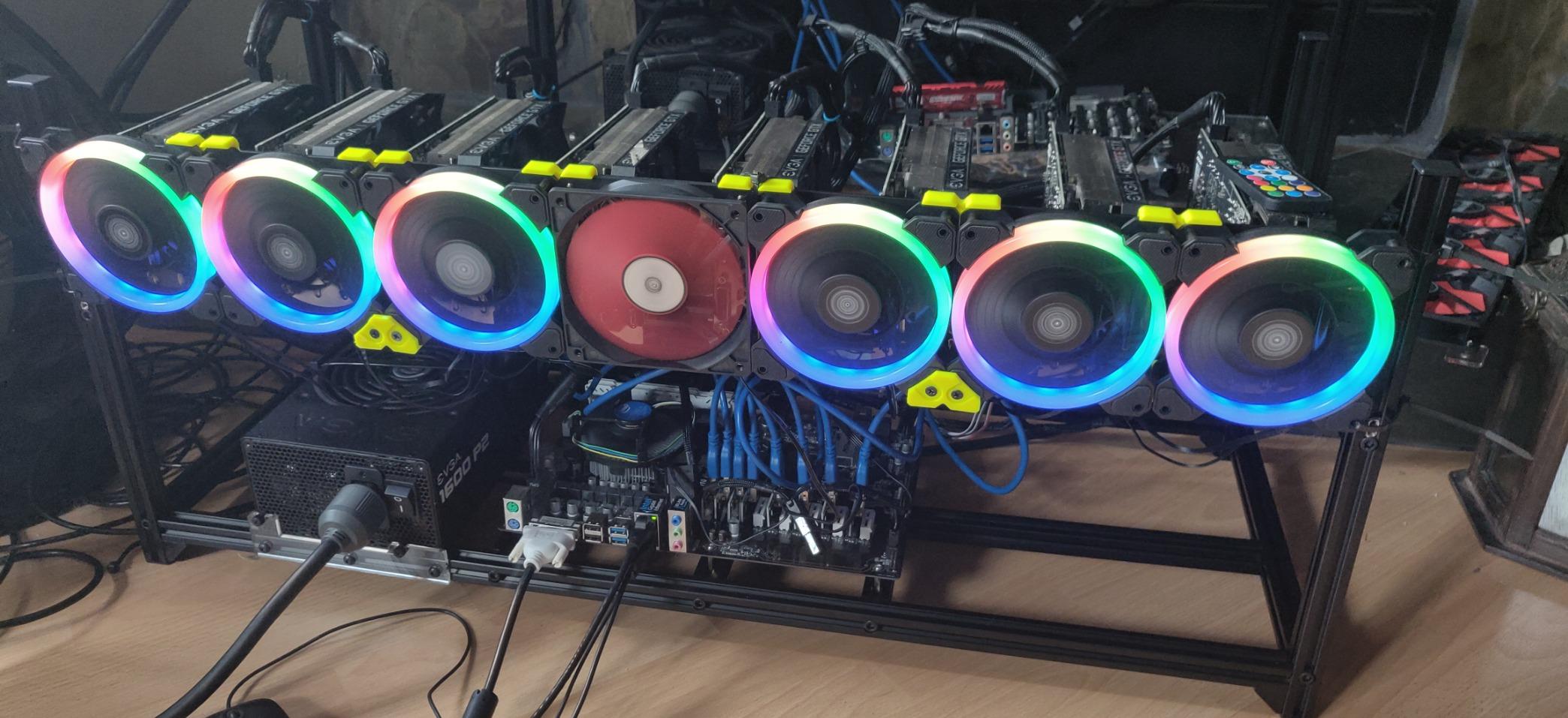 V3C 8-GPU Mining Case Aluminum Stackable Mining Rig Open Air Frame Case with Fan Mount - Ethereum(ETH,ETC)/ZCash(ZEC)/Monero(XMR)/Bitcoin(BTC)/Siacoin(SC) customer photo 1