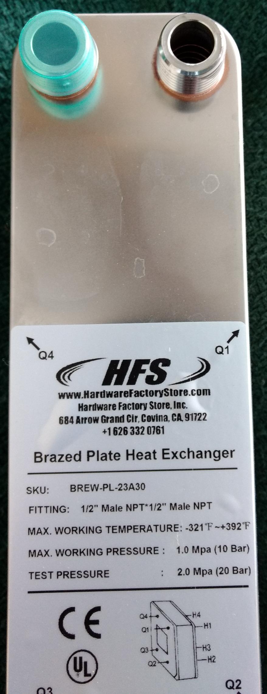 HFS(R) 40-Plate Stainless Steel 304 Homebrew Beer Wort Chiller Heat Exchanger, 7.5