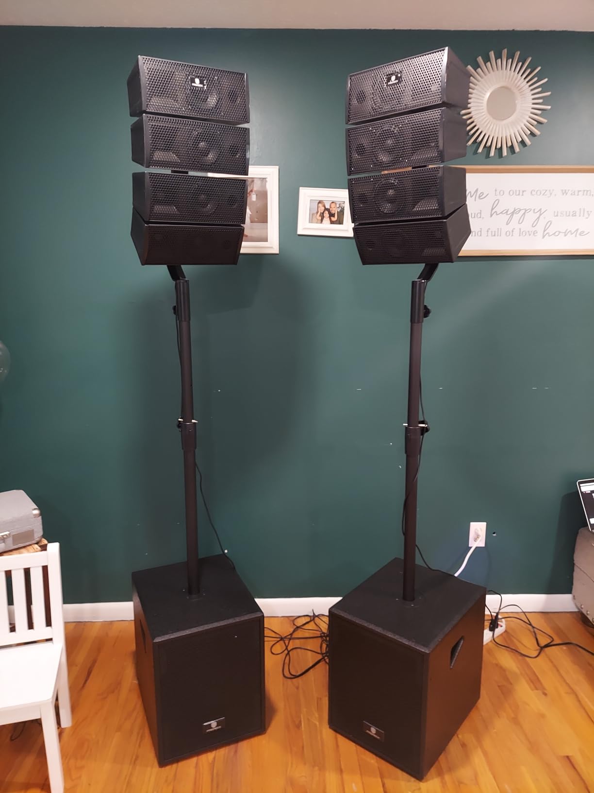 PRORECK Club 3000 12-Inch 4000w DJ Powered PA Speaker System Combo Set with Bluetooth USB Drive Read Function SD Card Remote Control, Two subwoofers and 8 line Array Speakers Set for Church, DJ, Live customer photo 2