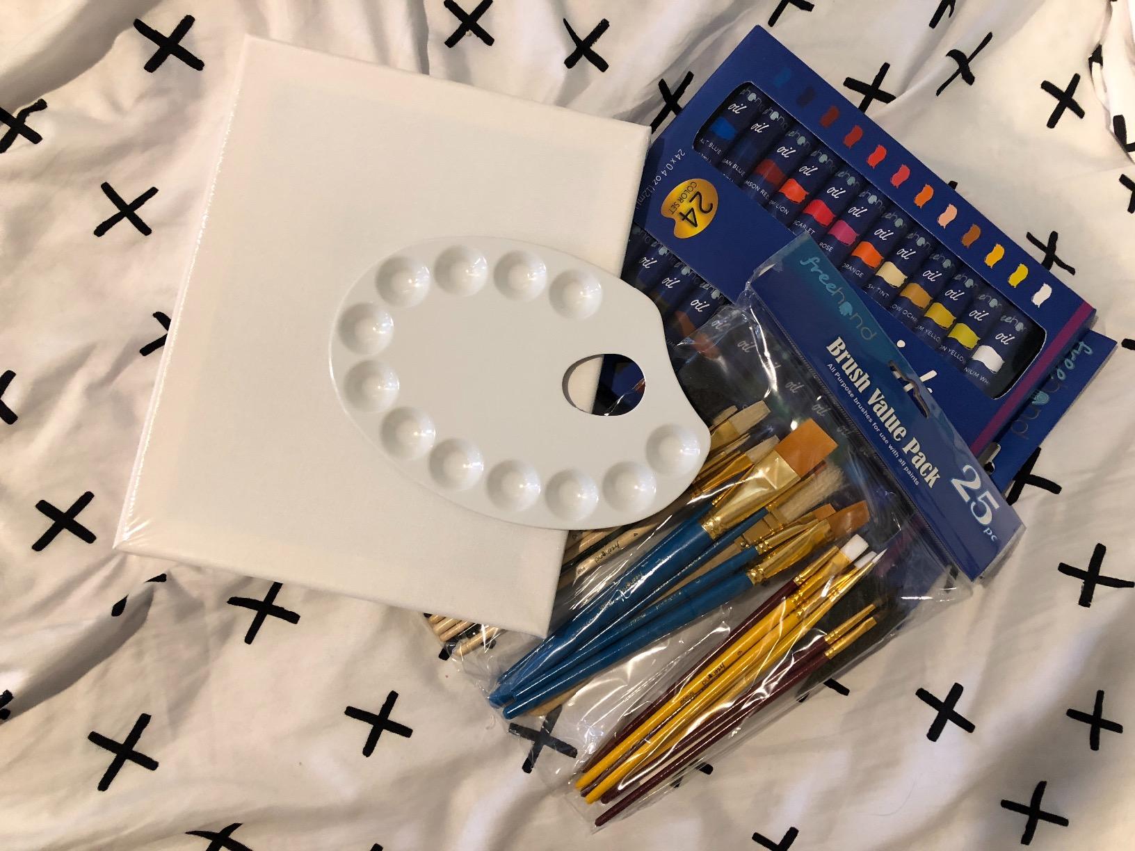 XXL Oil Paint Set - 24 Paints, 25 Brushes, 1 Canvas, and Art Palette - Oil Painting Supplies for Kids and Adults, Paint Supplies customer photo 1