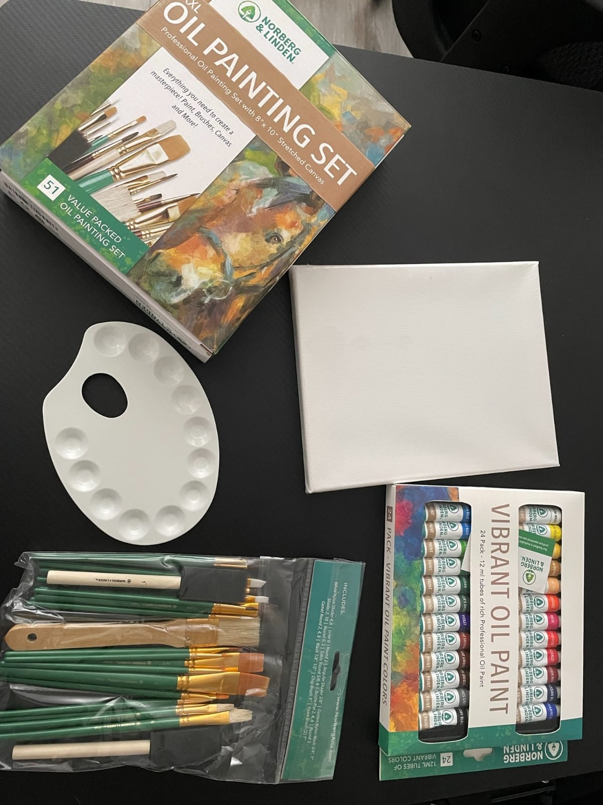 XXL Oil Paint Set - 24 Paints, 25 Brushes, 1 Canvas, and Art Palette - Oil Painting Supplies for Kids and Adults, Paint Supplies customer photo 2