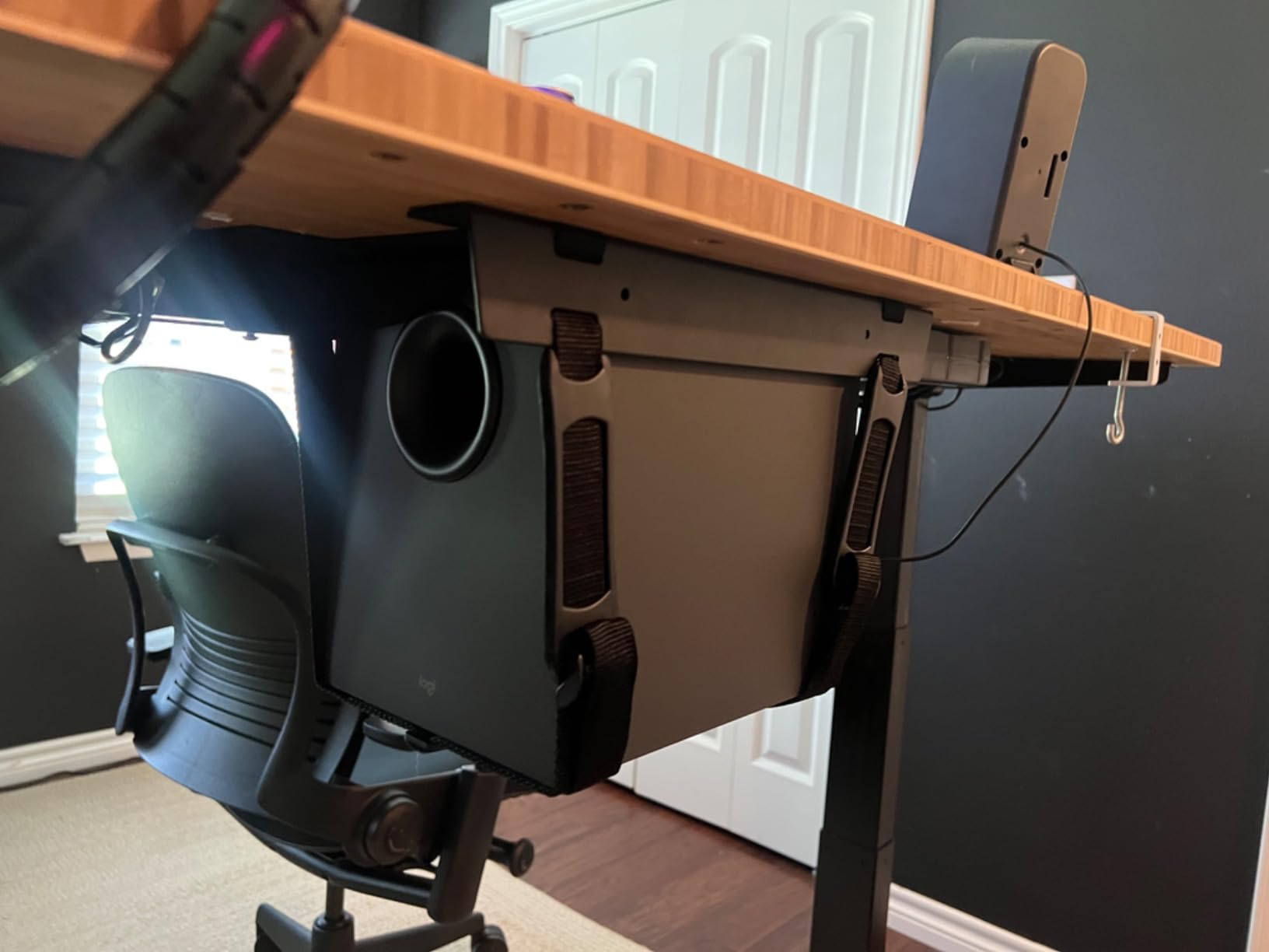 VIVO Under-Desk and Wall Mount PC Adjustable Strap and Steel Bracket Holder, Computer Case Carrier, Black, MOUNT-PC02S customer photo 2