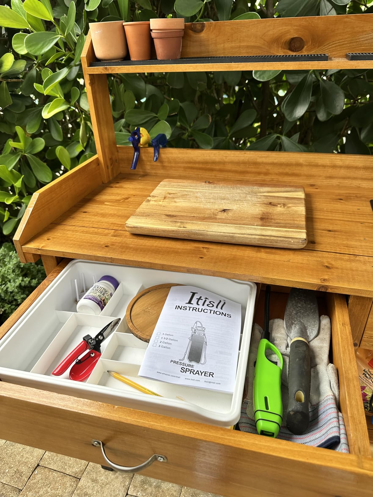 Yaheetech Potting Bench with Sink & Drawer, Outdoor Gardening Table, Wood customer photo 2