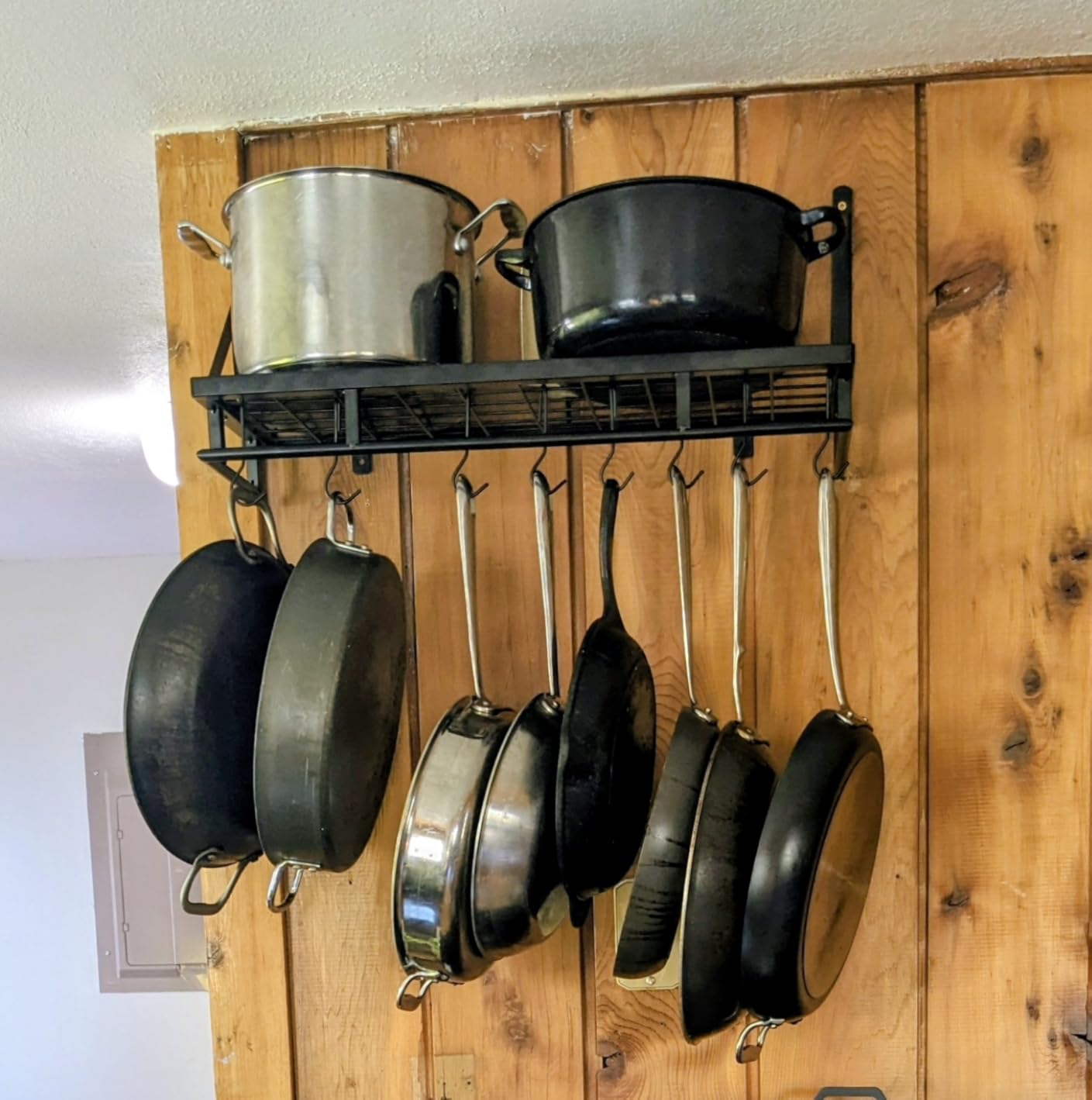 KES 24 Inch Kitchen Pot Pan Rack Wall Mounted, 10 Hooks, Matte Black | 88lbs Load Capacity, Heavy Duty, Cast Iron Pots and Pans Organizer, Hanging Storage, Wall Shelf, Space Saving, KUR215S60-BK customer photo 1