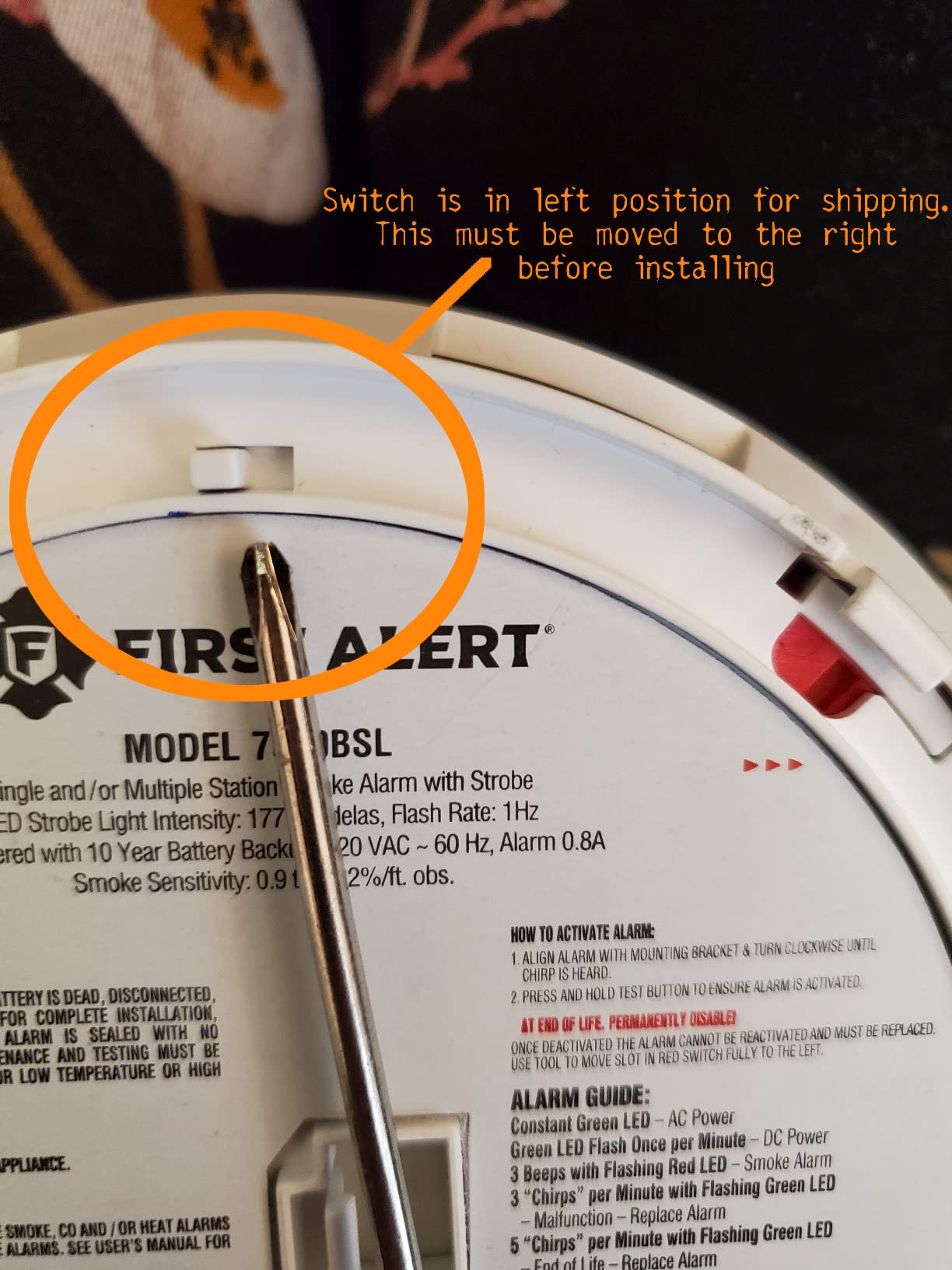 First Alert BRK 7020BSL Hardwired Hearing Impaired Smoke Detector with LED Strobe Light , white customer photo 1
