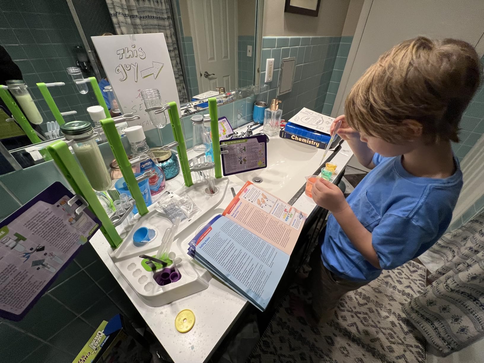 Thames & Kosmos Ooze Labs Chemistry Station Science Experiment Kit, 20 Non-Hazardous Experiments Including Safe Slime, Chromatography, Acids, Bases & More, Multi-Color customer photo 2