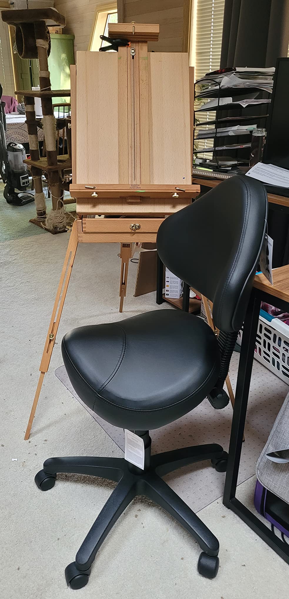 Rolling Saddle Chair with Back Support, Ergonomic Swivel Stool customer photo 1