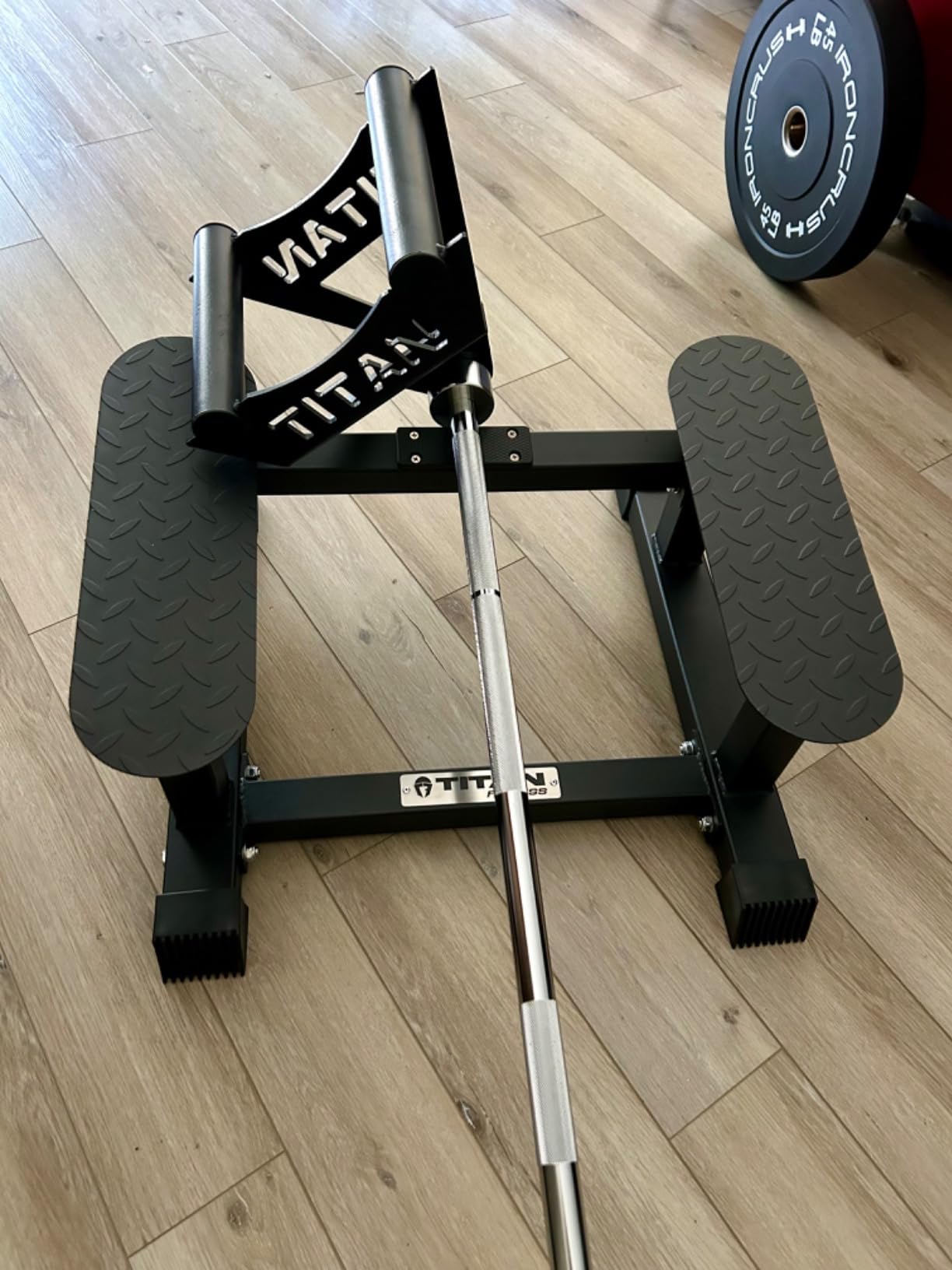 Titan Fitness T Bar Rowing Platform, Elevated/Angled Design for Rows at a Deficit, T Bar Row Platform with Diamond-Plated Footplates, T Bar Platform with Protective UHMW Strip, Non-Slip Rubber Feet customer photo 2