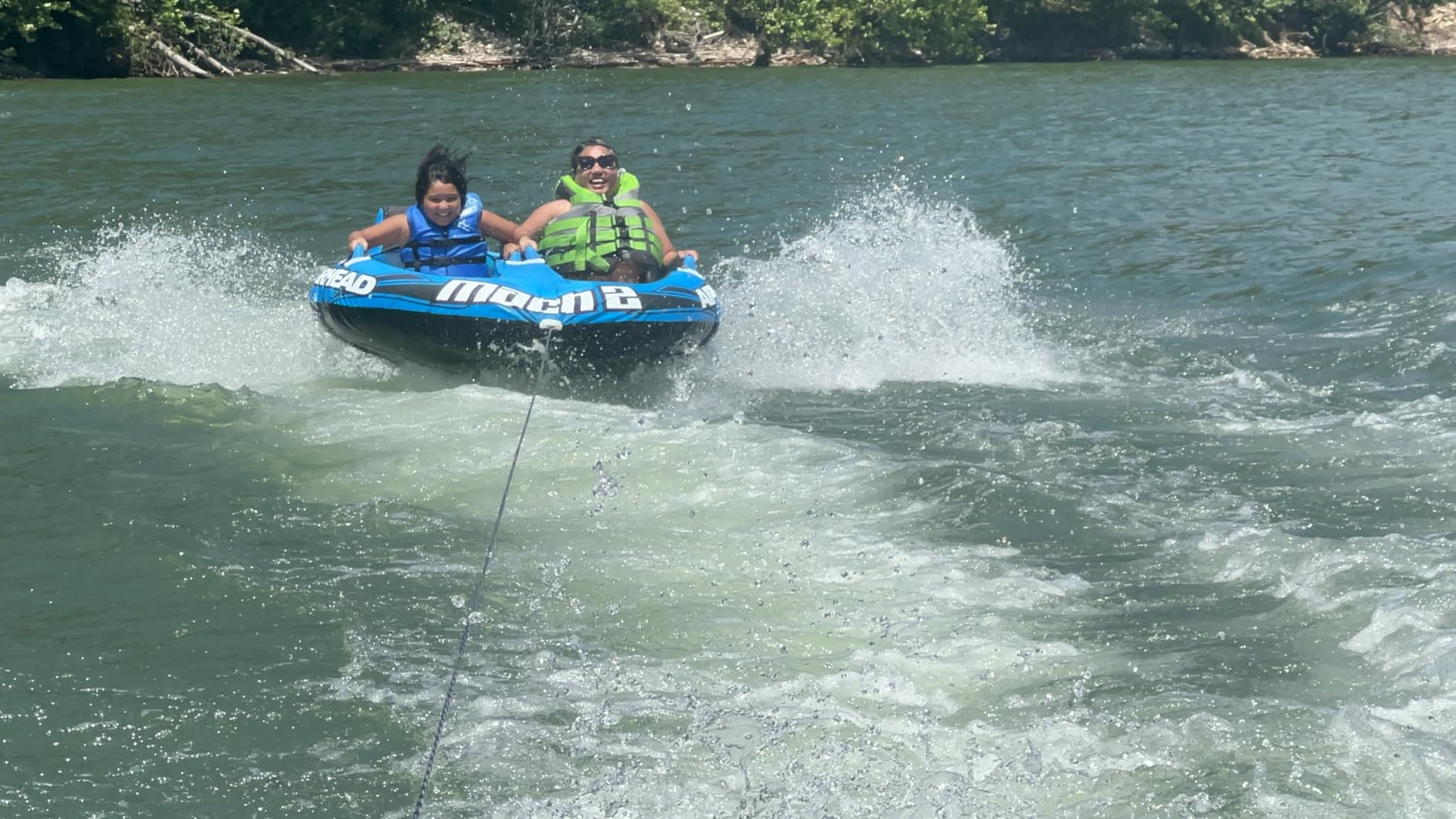 Airhead Mach Towable Tube for Boating, 1-3 Rider Inflatable Boat Tube for Water Tubing, Cockpit Design, Kwik-Connect Tow System, Foam Padded Handles w/Knuckle Guard, Speed Safety Valve customer photo 2
