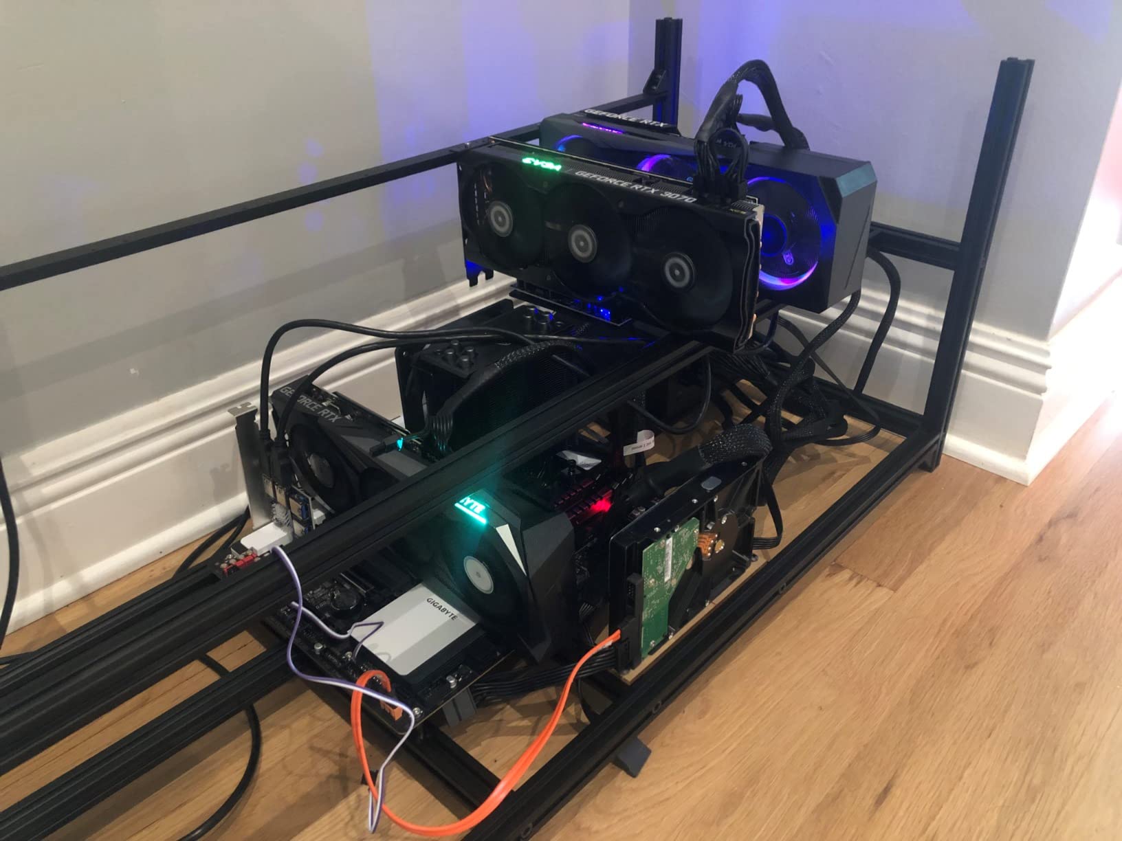 Kingwin 8 GPU Miner Rig Case Frame – Premium Stackable Aluminum Mining Rig Enclosure for Efficient Crypto Mining, Test Bench PC Case. customer photo 1