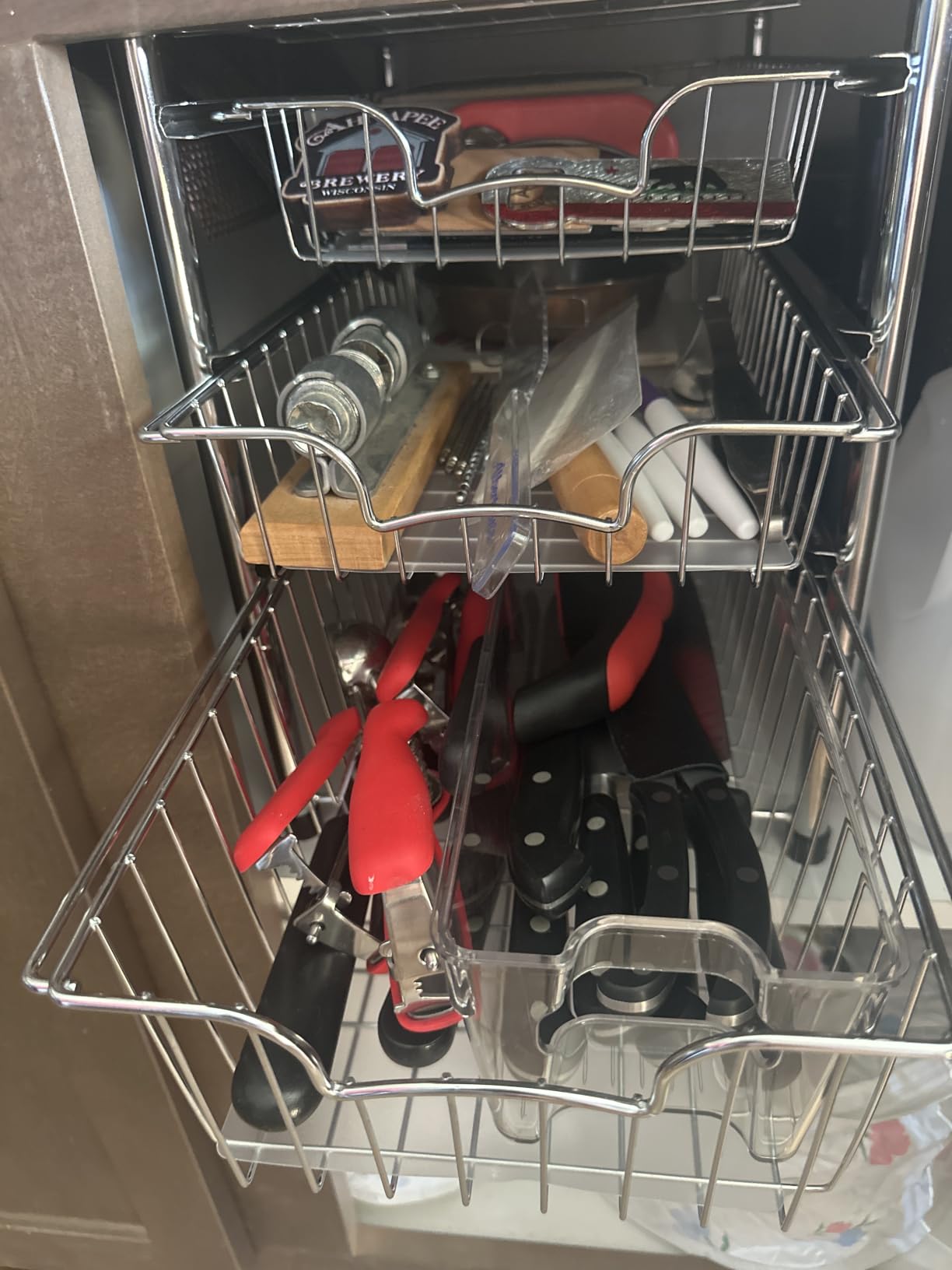 Simple Houseware Stackable 3 Tier Sliding Basket Organizer Drawer, Chrome customer photo 1