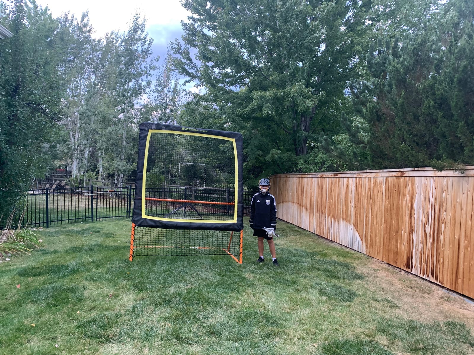 EZGoal 8'X6' Professional Folding Lacrosse Rebounder | LAX Throwback to Practice Your Passes and Catches,Orange customer photo 2