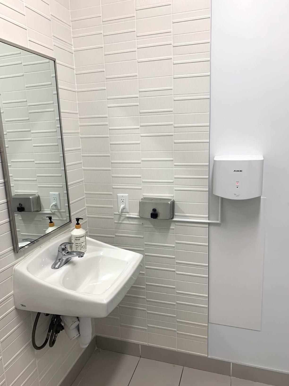 AIKE Air Wiper Compact Hand Dryer for Bathrooms, 110V Model AK2630S Silver | Blade Air 15S Dry Time, 1400W High Speed Jet Dryer, Compact Design and Easy Install for Home Bathroom, Small Business customer photo 2