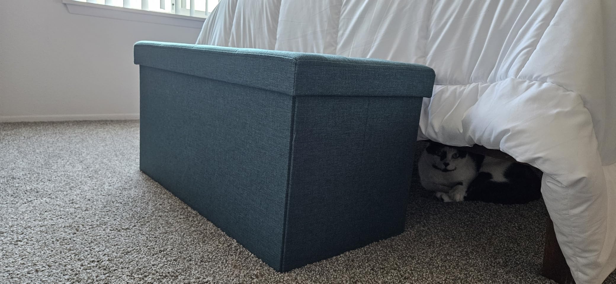 SONGMICS 43.3 Inches Folding Storage Ottoman Bench, Load 660 lb customer photo 2