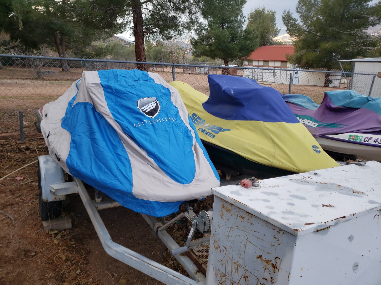 EliteShield Trailerable Jet Ski Cover, Heavy Duty Waterproof Marine Grade 600D Solution-Dyed Polyester PWC Cover, Fits from 136