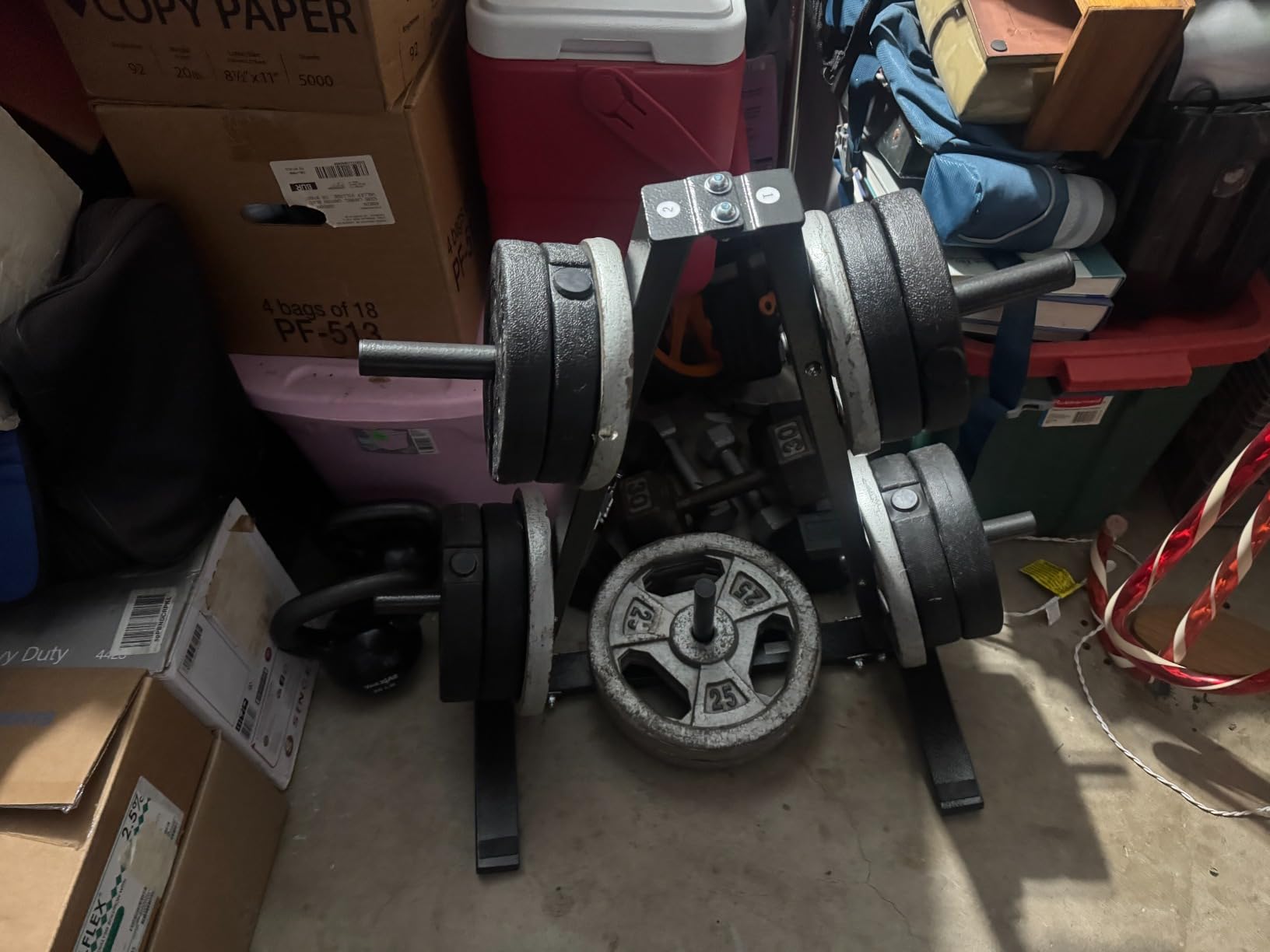 Marcy Standard Weight Plate Tree for 1-Inch Plates for Home Gym, 300 lb. Max. Capacity PT-5733 customer photo 1