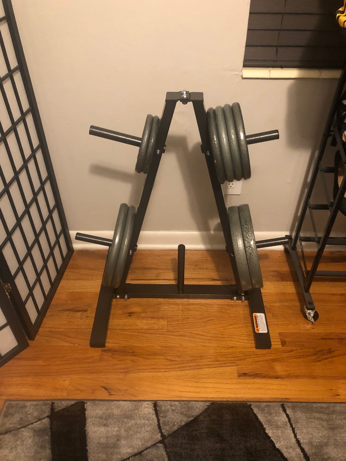 Marcy Standard Weight Plate Tree for 1-Inch Plates for Home Gym, 300 lb. Max. Capacity PT-5733 customer photo 2
