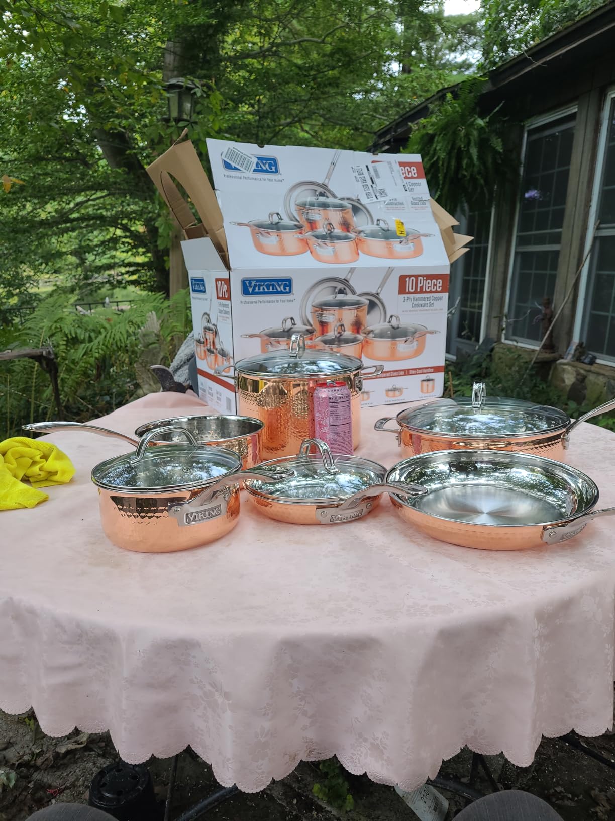 Viking 3-Ply Pots and Pans Set, 10 Piece Copper Kitchen Cookware with Glass Lids, Hammered Copper customer photo 2