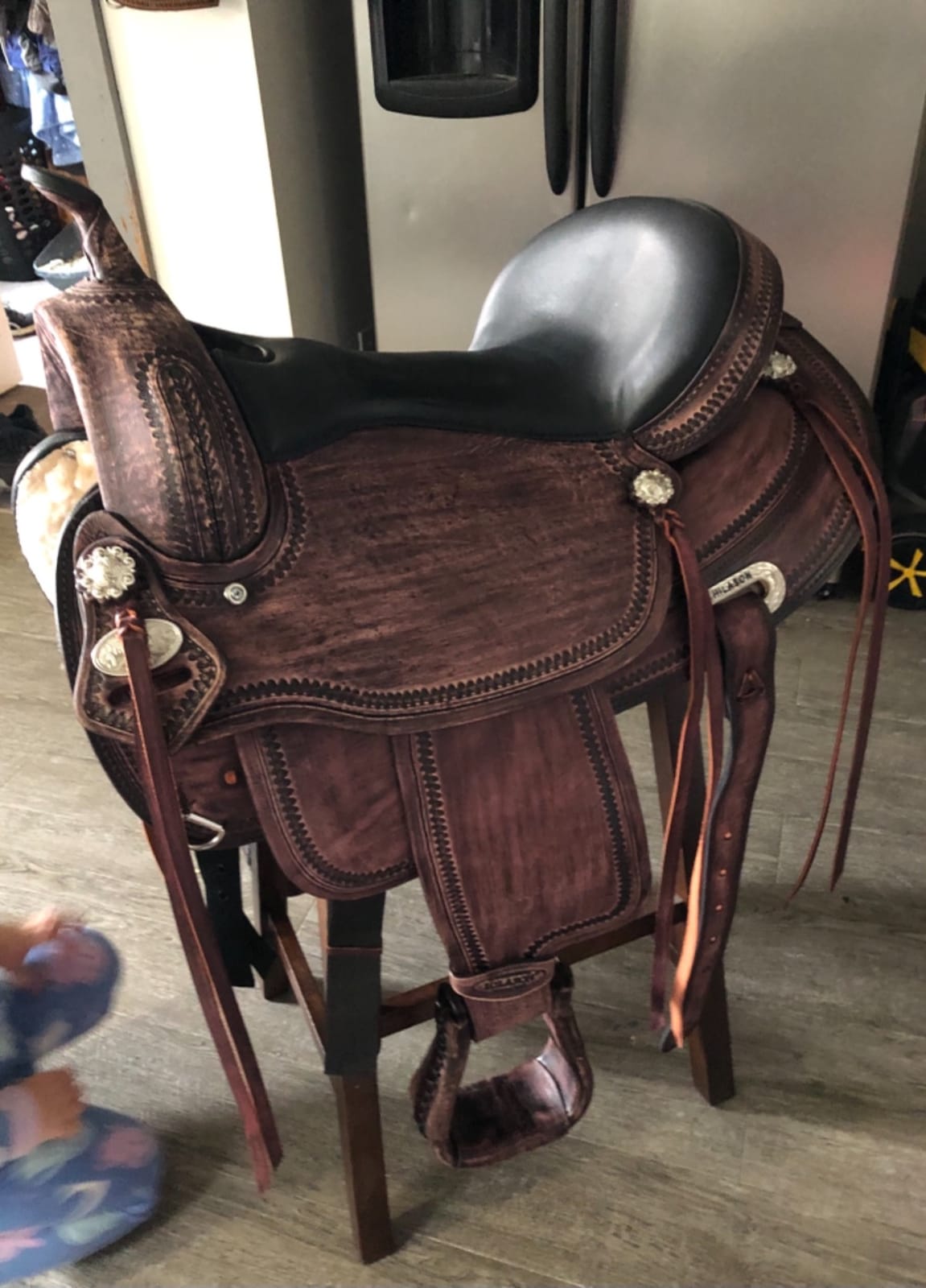 HILASON Hand-Tooled Western Saddle Flex Tree Antique Brown customer photo 2
