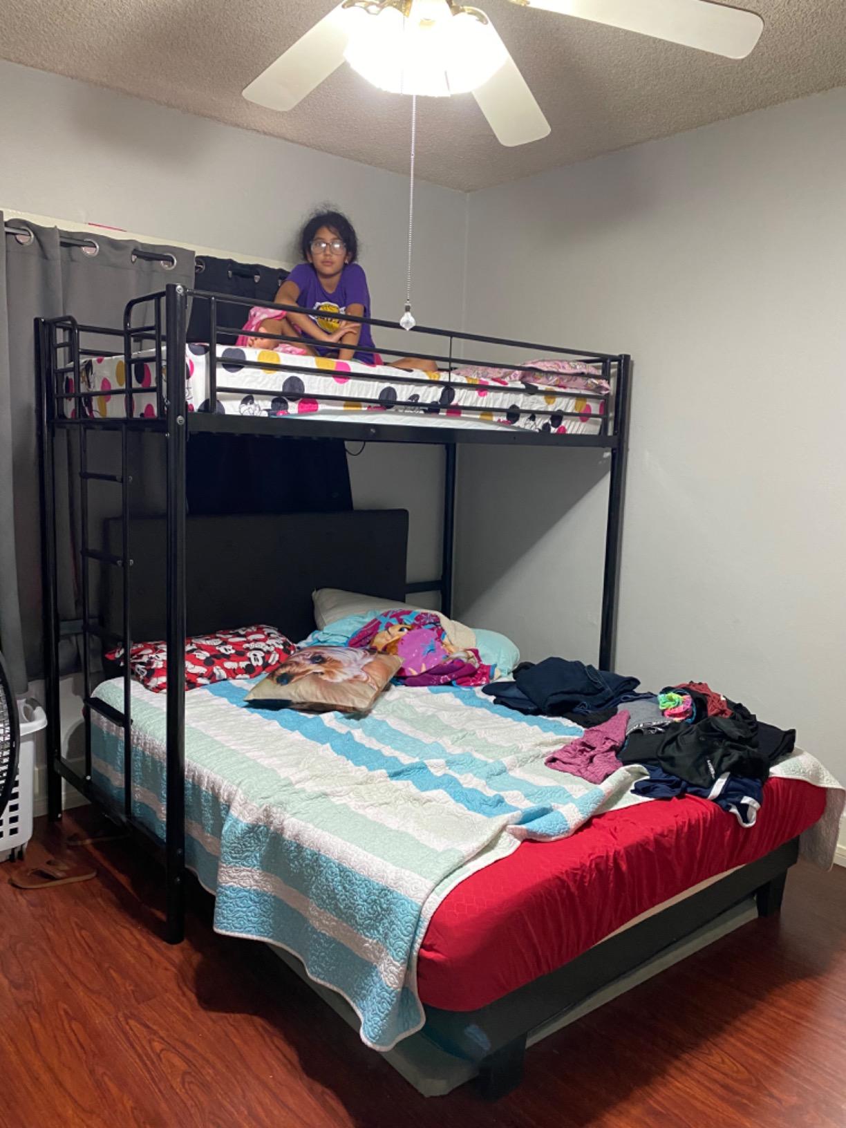 Bonnlo Twin Metal Loft Bed Frame for Kids/Adults/Teens, Space-Saving Design, Black customer photo 1