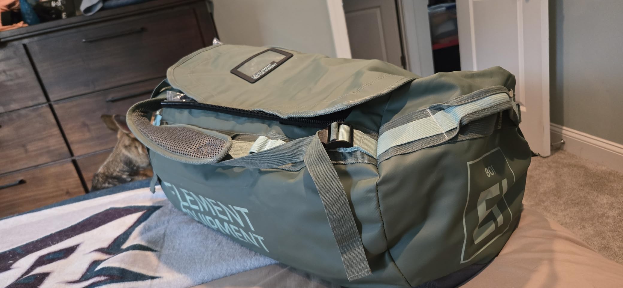 Element Equipment Trailhead Duffel Bag Shoulder Straps Waterproof Black/Blue Large customer photo 2