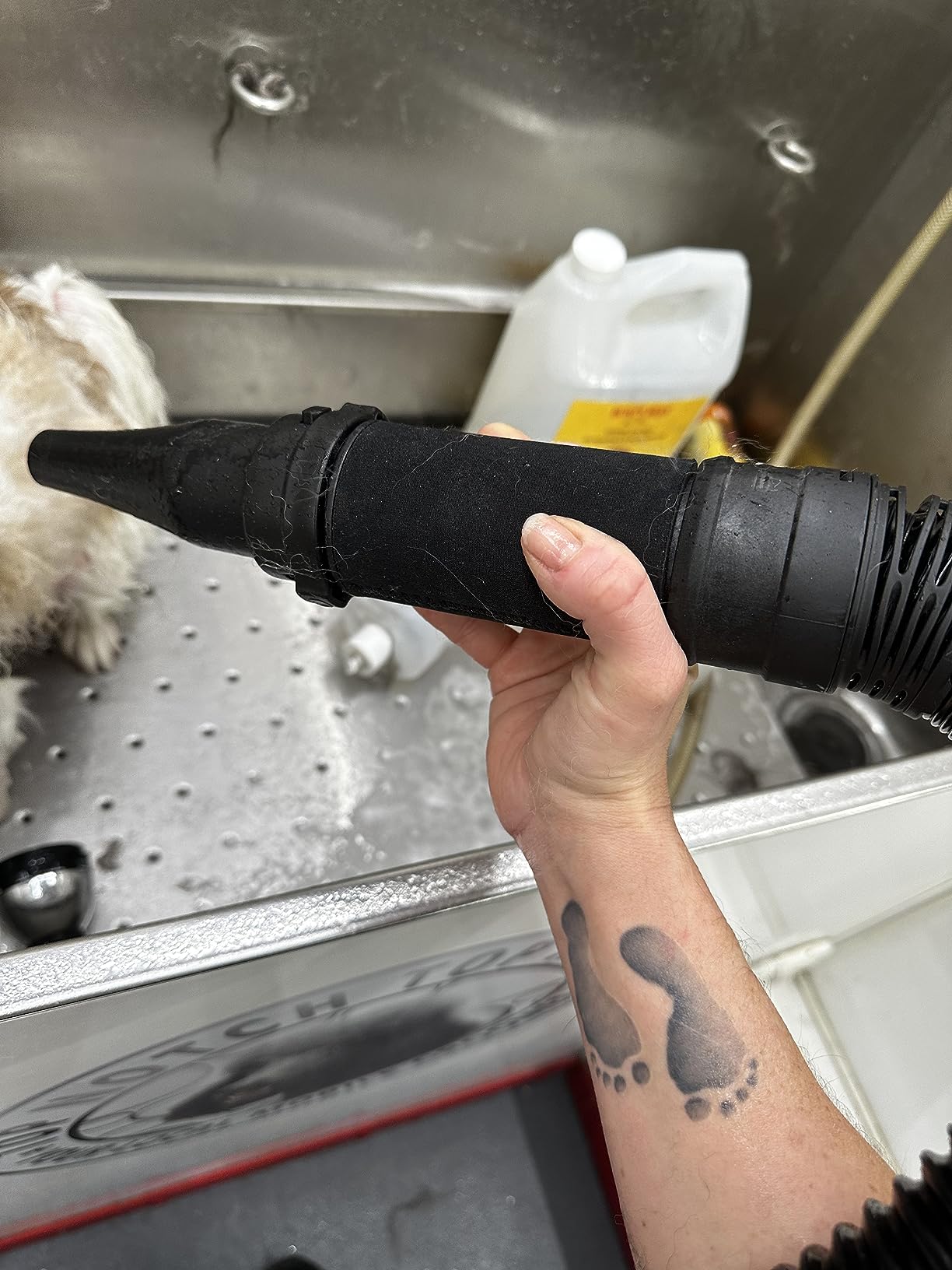 Dual Motor High Velocity Pet Dog Grooming Force Hair Dryer/Blower 6.0HP | 6.0HP high speed force blower dryer, professional dog hair grooming tool, orange, model DHD-2400F customer photo 1