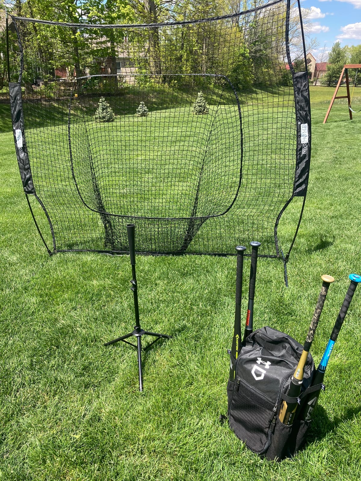VIVOHOME Baseball & Softball Training Net with Batting Tee, 7 x 7 ft. customer photo 2
