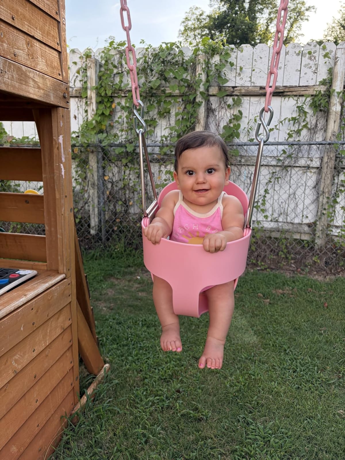 KINSPORY Toddler Swing, Full Bucket Baby Swing Seat & Iron Chains (Green) customer photo 2